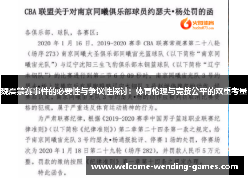 魏震禁赛事件的必要性与争议性探讨：体育伦理与竞技公平的双重考量